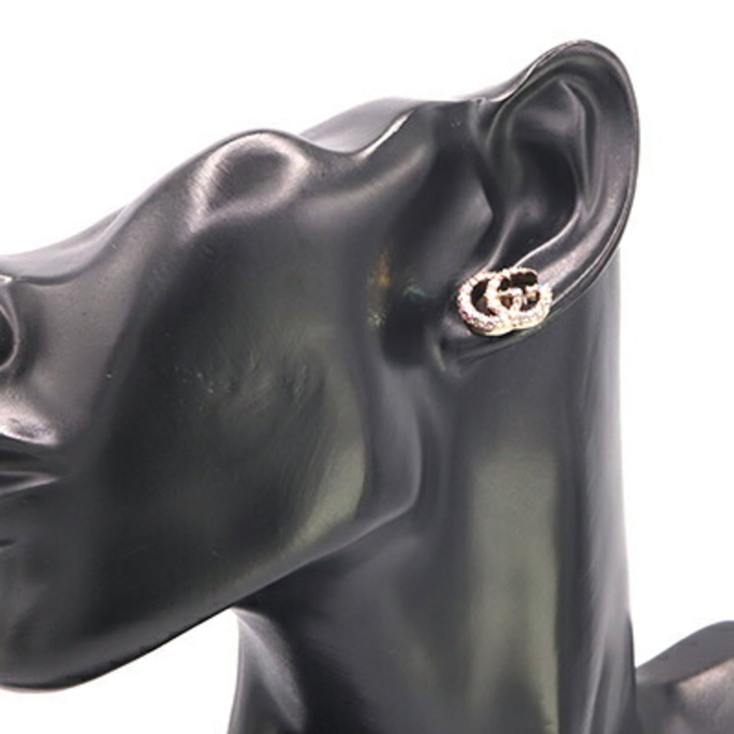 Gucci Double G Earrings 753886 Gold Metal Crystal GG Women's GUCCI