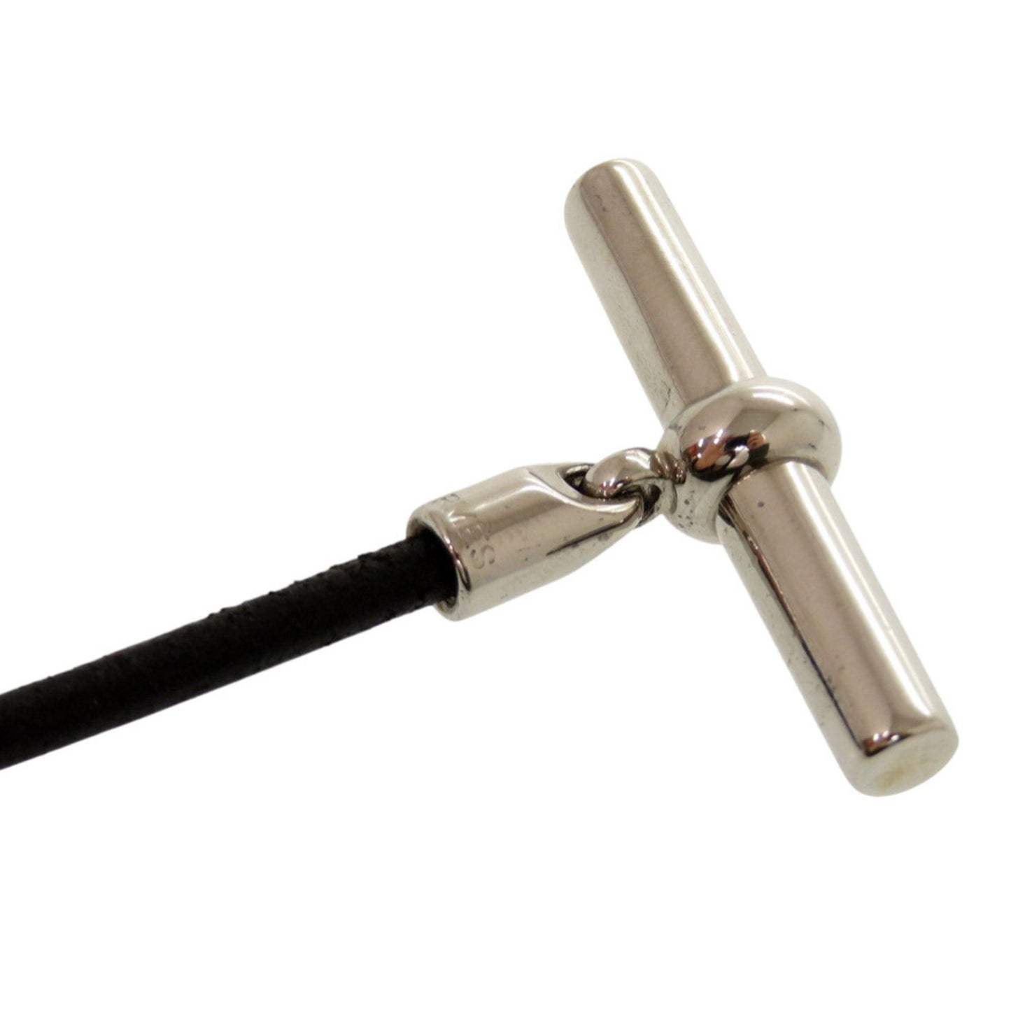 Hermès Grennan Leather Black with Silver Hardware Double Bracelet 0184 HERMES