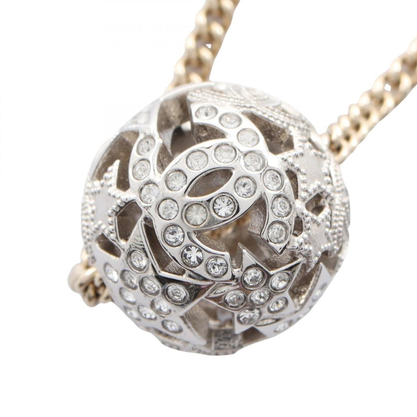 CHANEL Coco Mark Star Necklace with Gold-Plated Rhinestones, Available in Silver, Gold, and Clear.