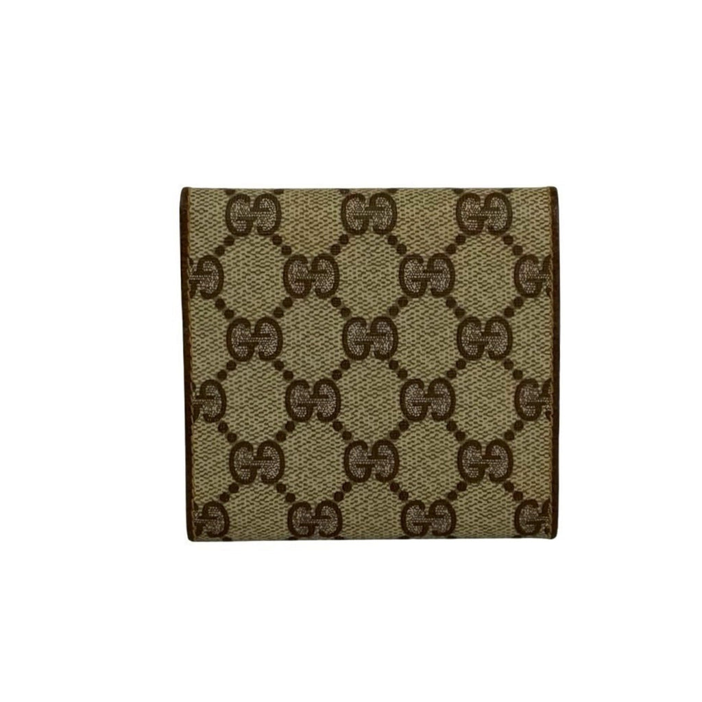 GUCCI Old Gucci GG Logo Leather Tri-fold Wallet Brown 22043