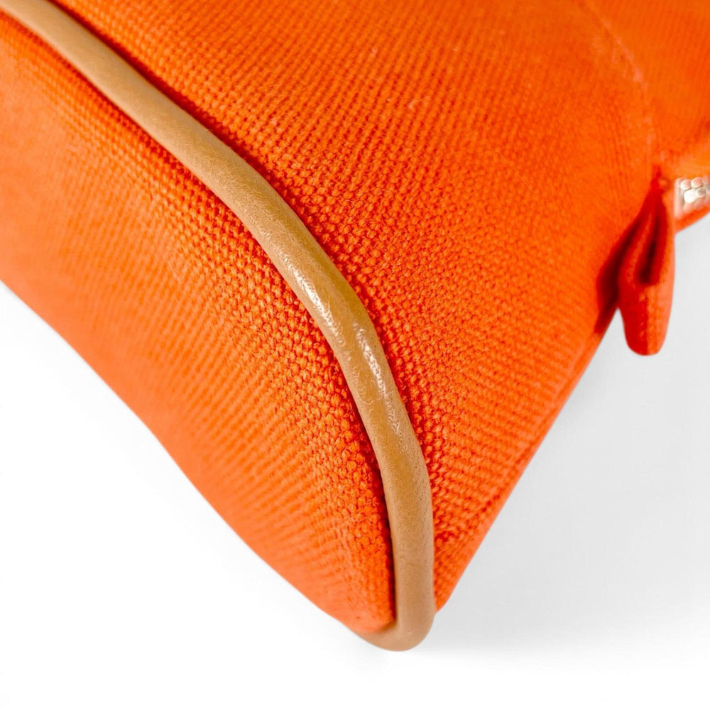 HERMES Bolide Mini Pouch, Toile H, Cosmetic Travel Case, Small Item Orange, Made in France, Women's — Like New