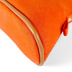 HERMES Bolide Mini Pouch, Toile H, Cosmetic Travel Case, Small Item Orange, Made in France, Women's — Like New