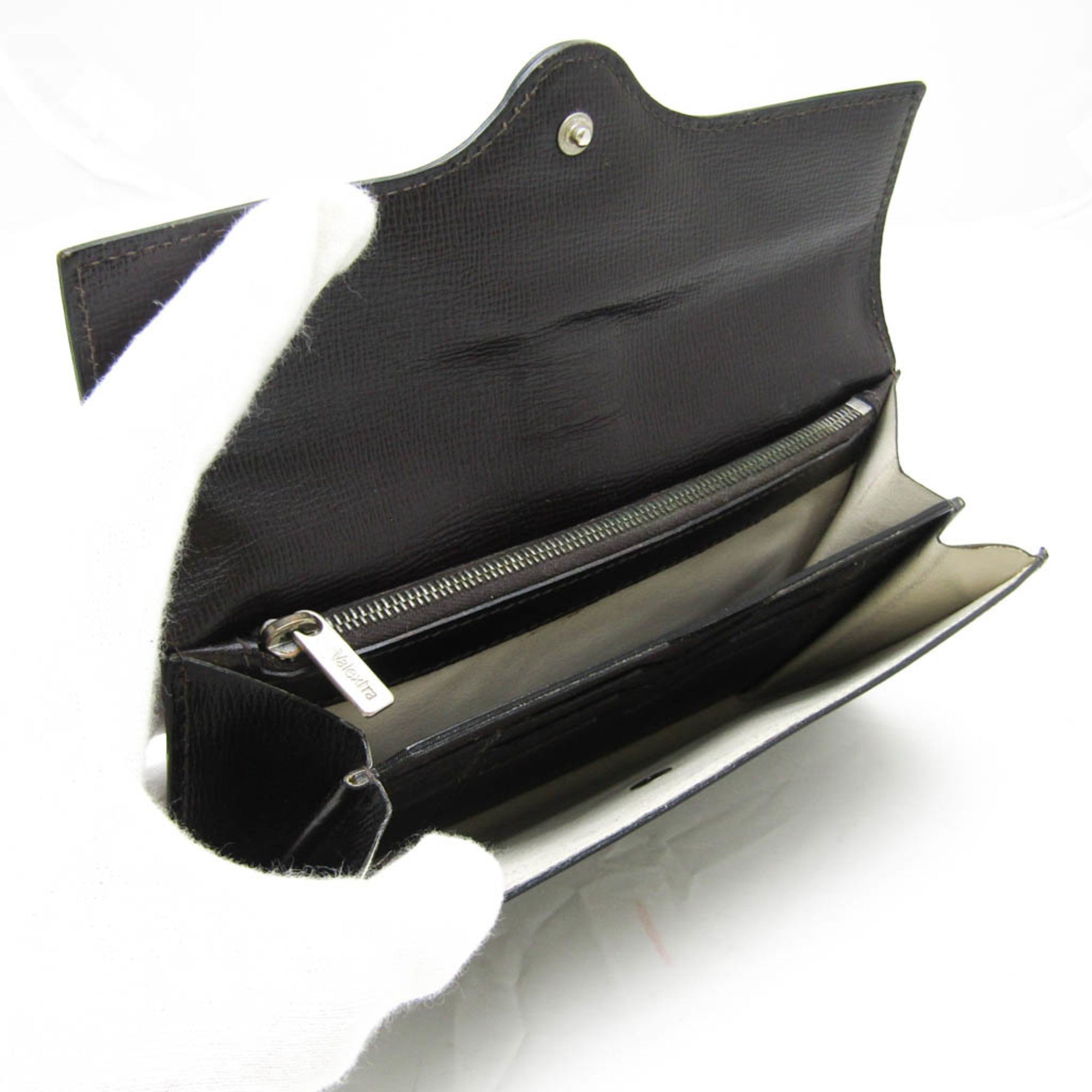 Valextra Punch Long Wallet With Coin Purse/3 Cards V9U14 Women,Men  Calfskin Long Wallet (bi-fold) Dark Brown