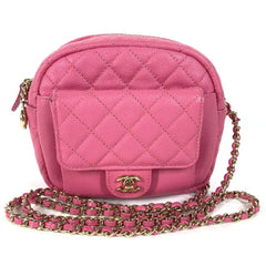 Chanel Matelasse Quilted Chain Bag Crossbody Pochette Shoulder Bag pink Gold — Like New