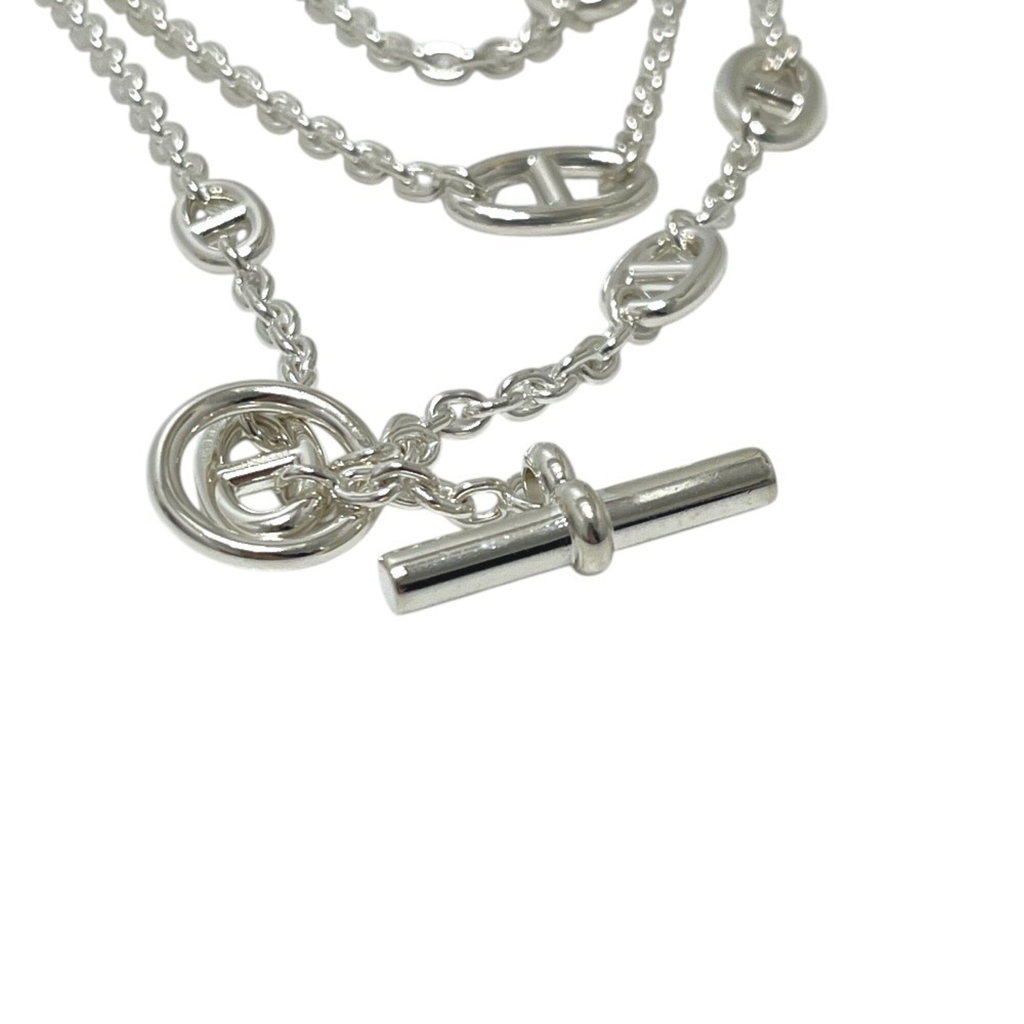 HERMES Chaine d'Ancre Farandole 160 Long Necklace, SV925, Silver, Men's/Women's — New