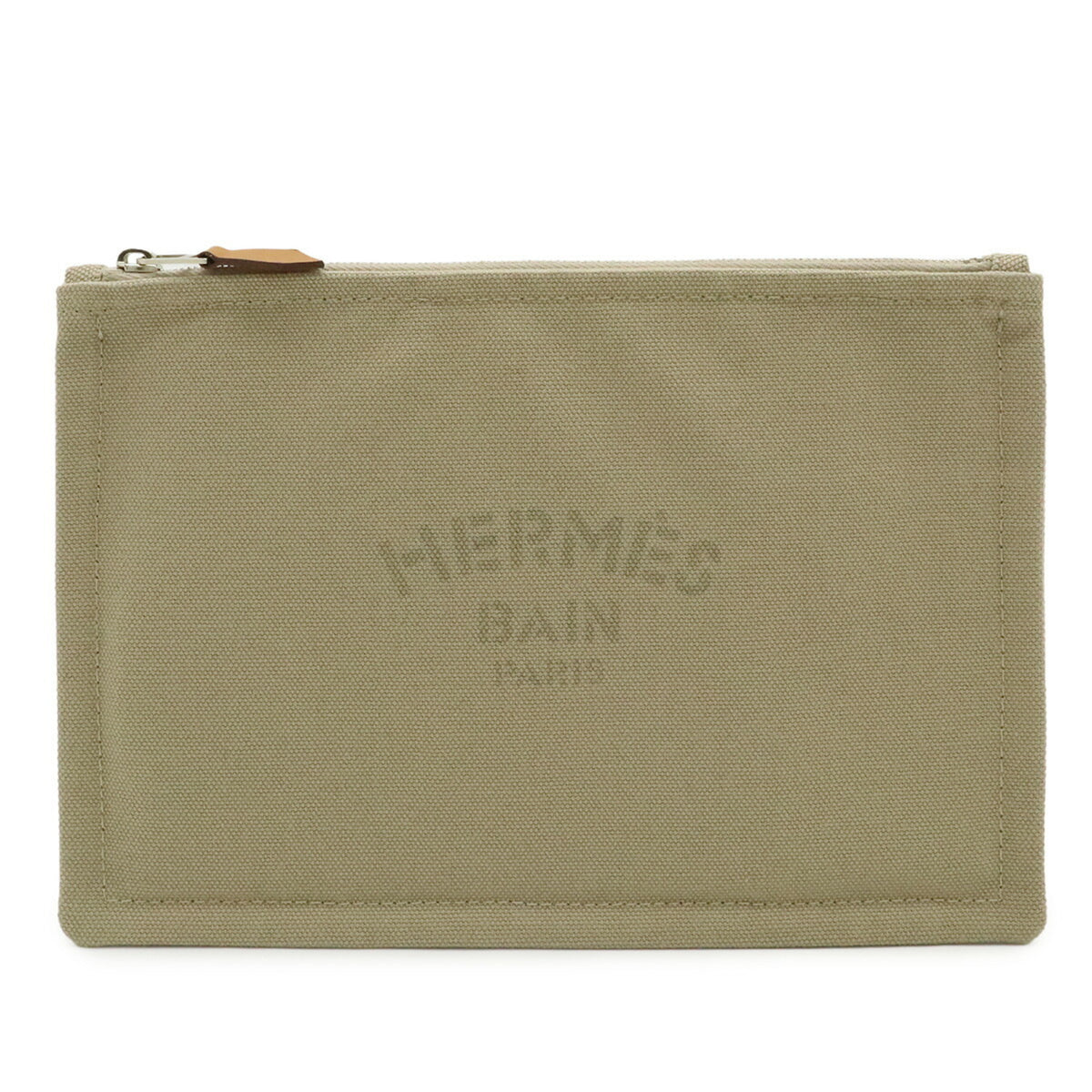 HERMES New Yachting PM Flat Pouch Handbag Canvas Leather Sand Beige — New - Store Return
