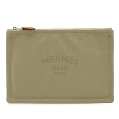 HERMES New Yachting PM Flat Pouch Handbag Canvas Leather Sand Beige — New - Store Return