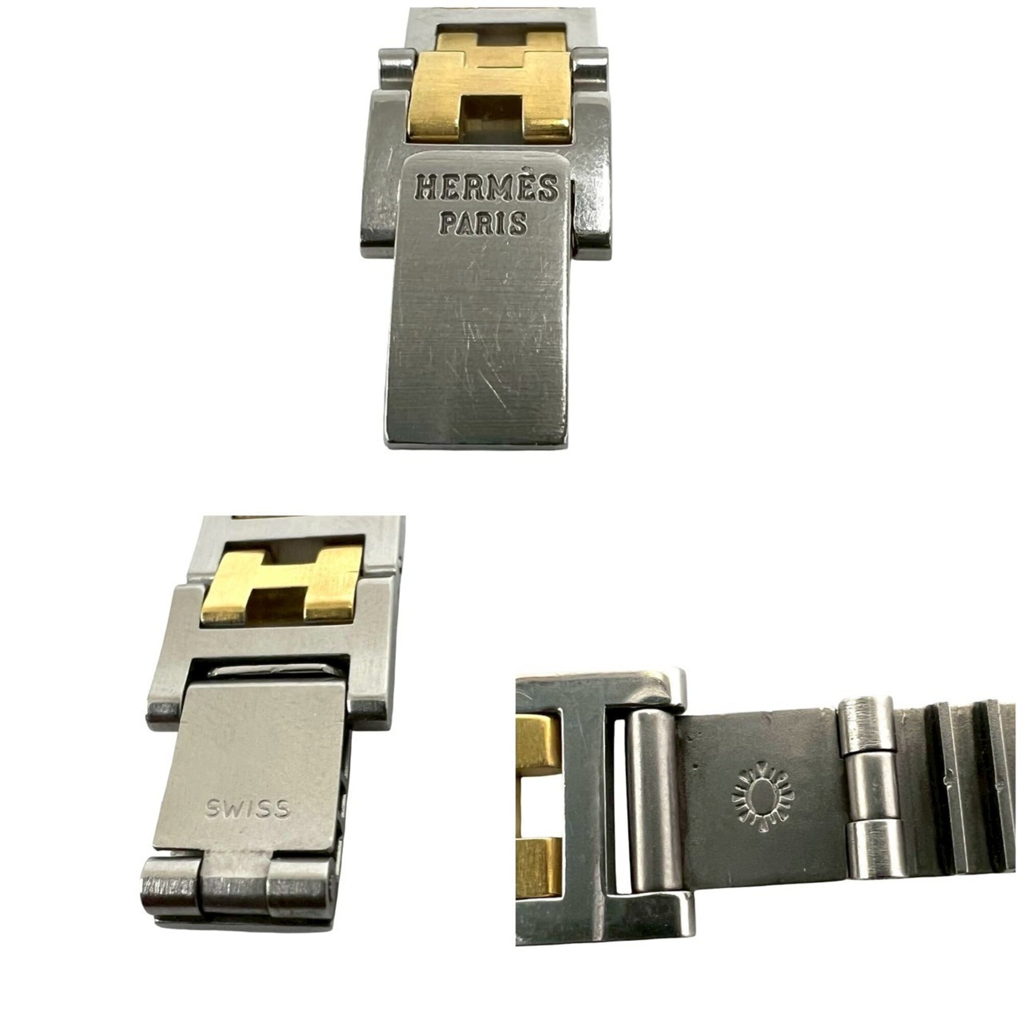 HERMES Clipper Stainless Steel GP Quartz Wristwatch, Silver/Gold, 23912 — Good