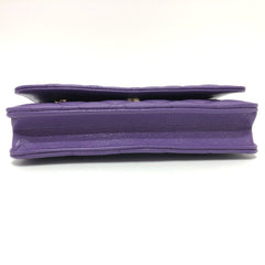 CHANEL A33814 CC Coco Mark Matelasse Chain Wallet Shoulder Bag Caviar Skin Women's Purple — New - Store Return