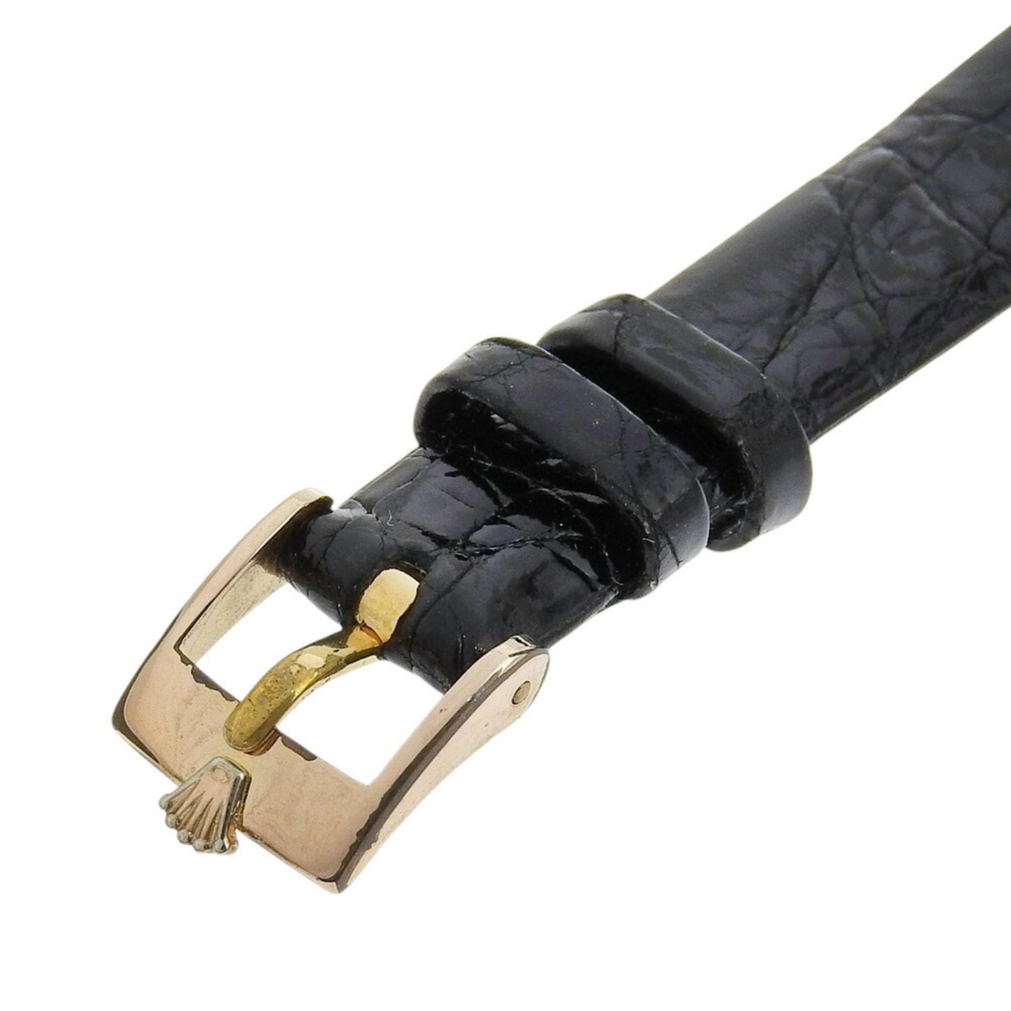 Rolex Oyster Perpetual Watch, caliber 1130, 6619, Yellow Gold with Embossed Leather, 1966, Automatic, Analog Display, Navy Dial, Women's