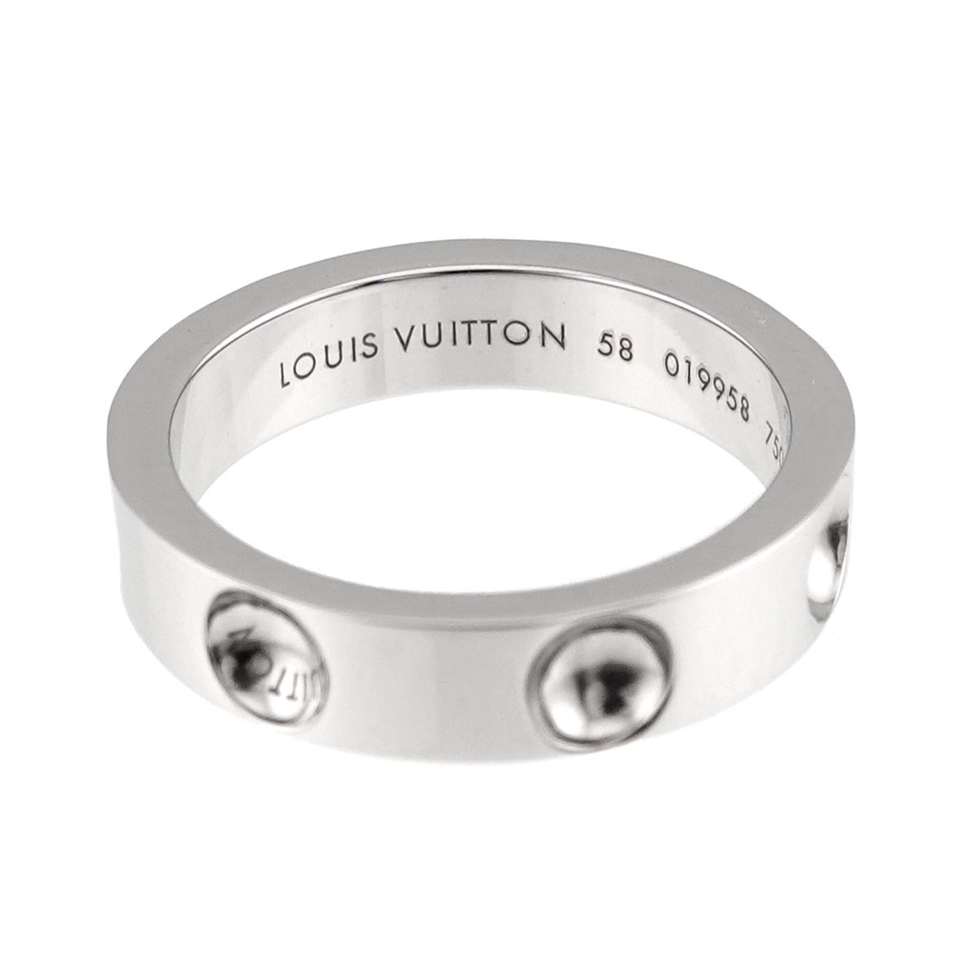 Louis Vuitton Petit Bague Empreinte Ring #58, 18K WG (White Gold 750) — Like New