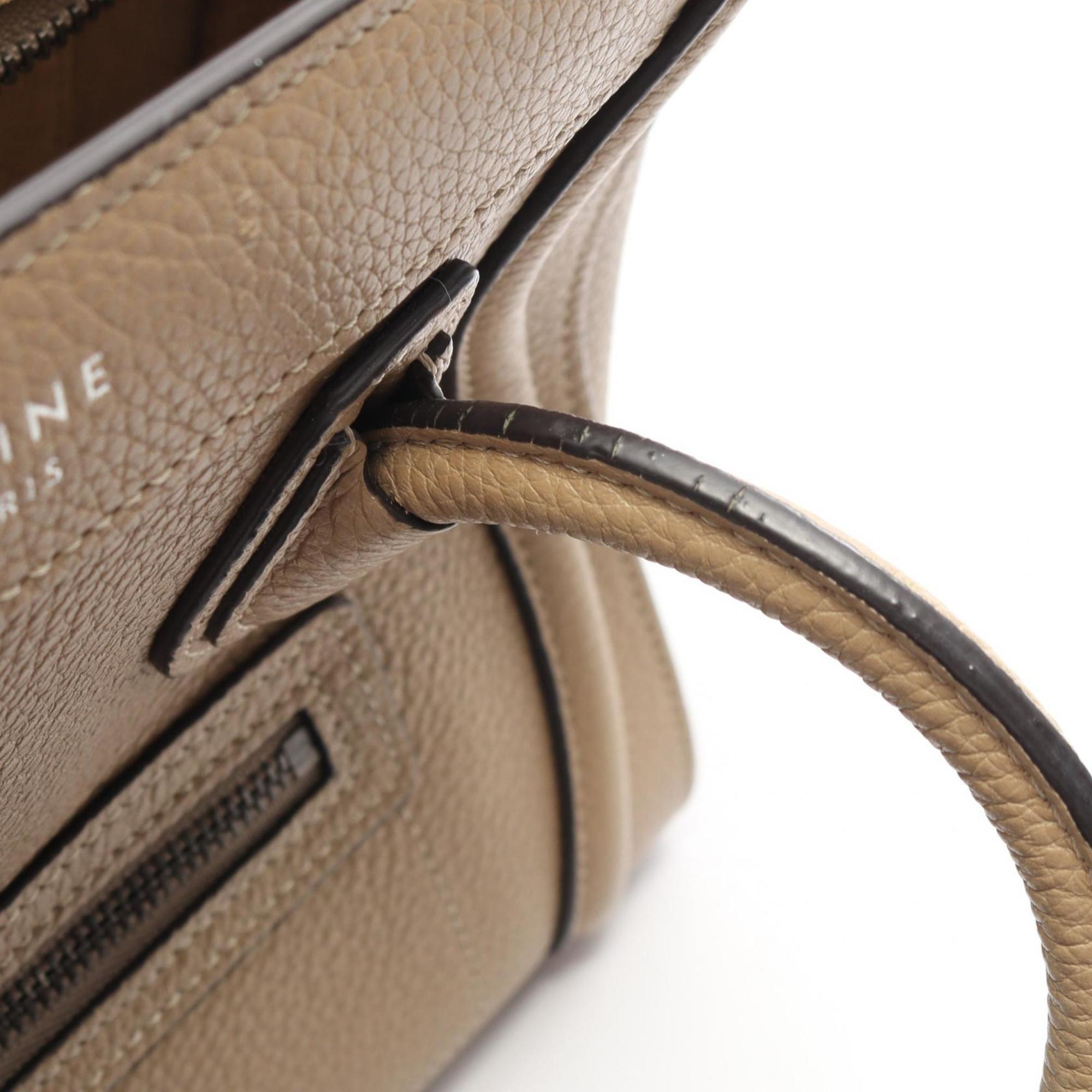 Celine Luggage Nano Shopper Handbag, Leather, Women's, Beige