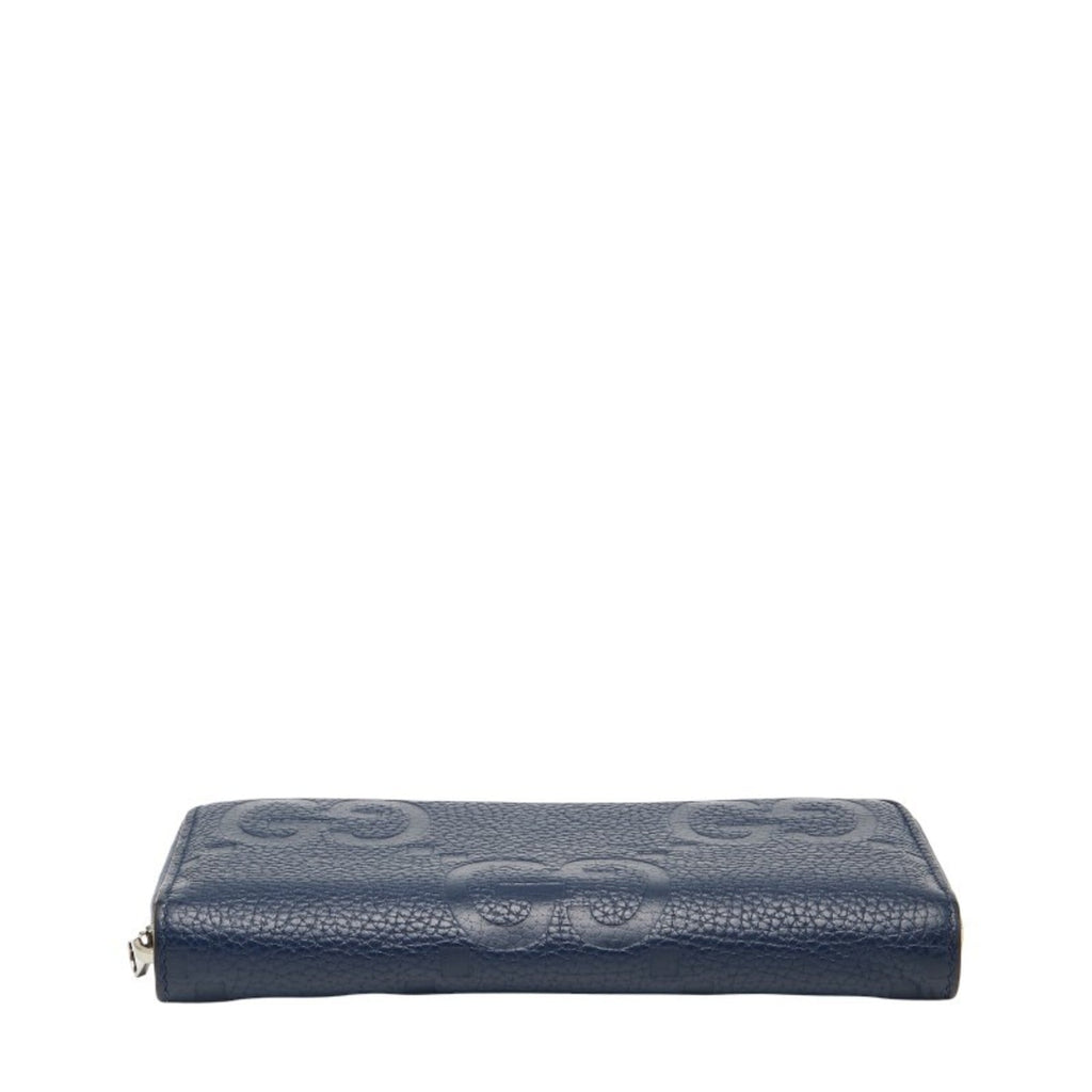 Gucci Jumbo GG Long Wallet with Round Zipper, 825958, Navy Leather, Men's, GUCCI