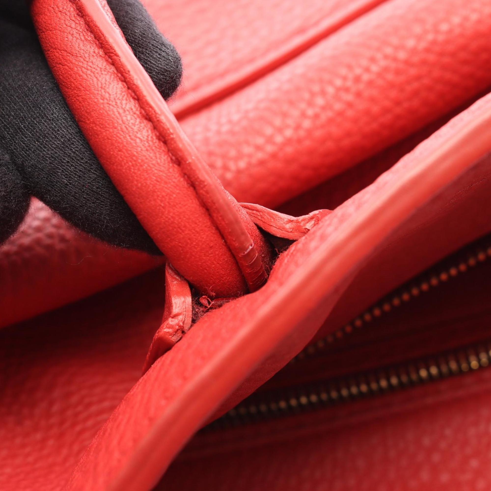 Prada Vitello Phenix Tote Bag, Leather, Women's, Red, BN2795