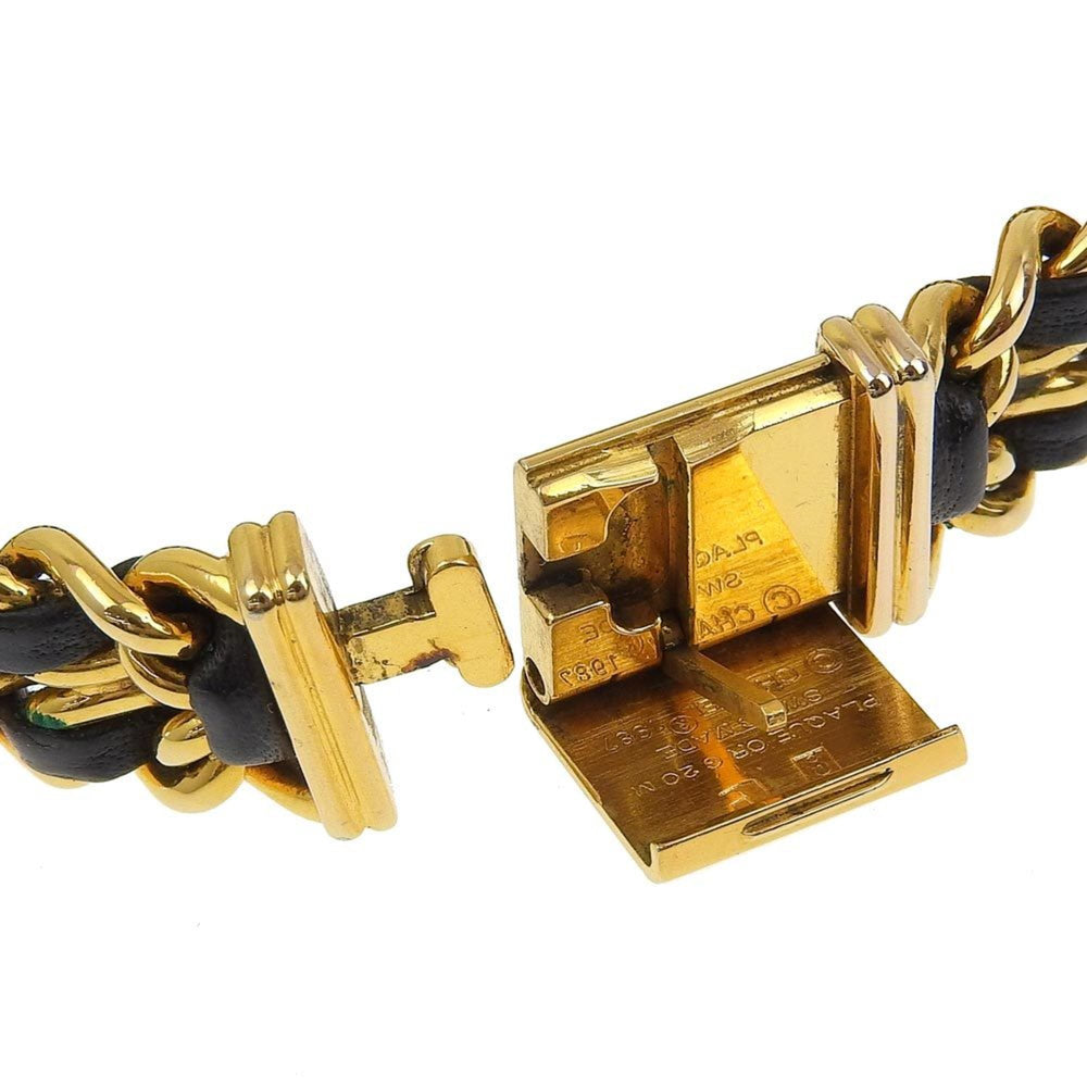 CHANEL Premiere L Watch, Gold-plated x Leather, Quartz, Analog Display, Black Dial, L, Women's — Good
