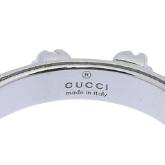 Like new Gucci 5.0g GG Interlocking G Ring in 18K White Gold with Full Diamonds, size 9 — Like New