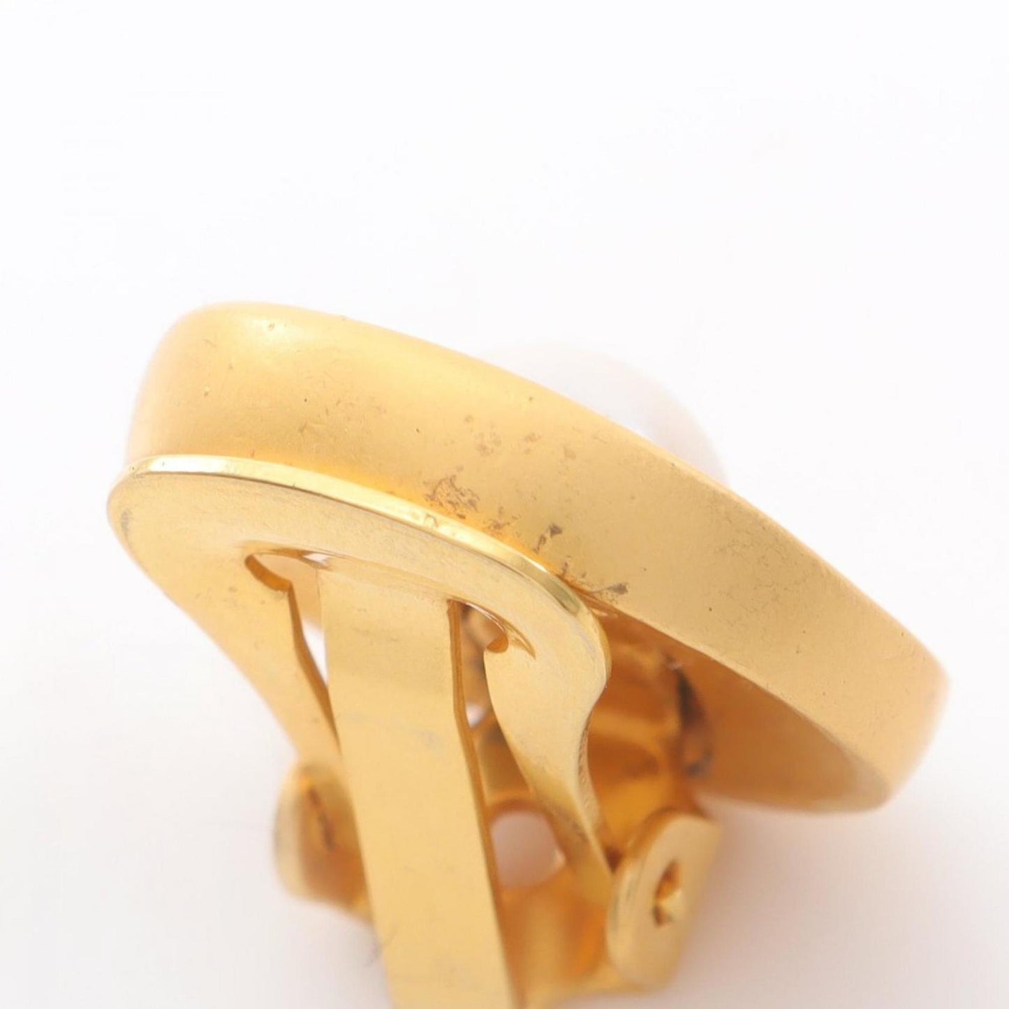 Celine logo earrings with gold-plated faux pearls for women in gold and white.