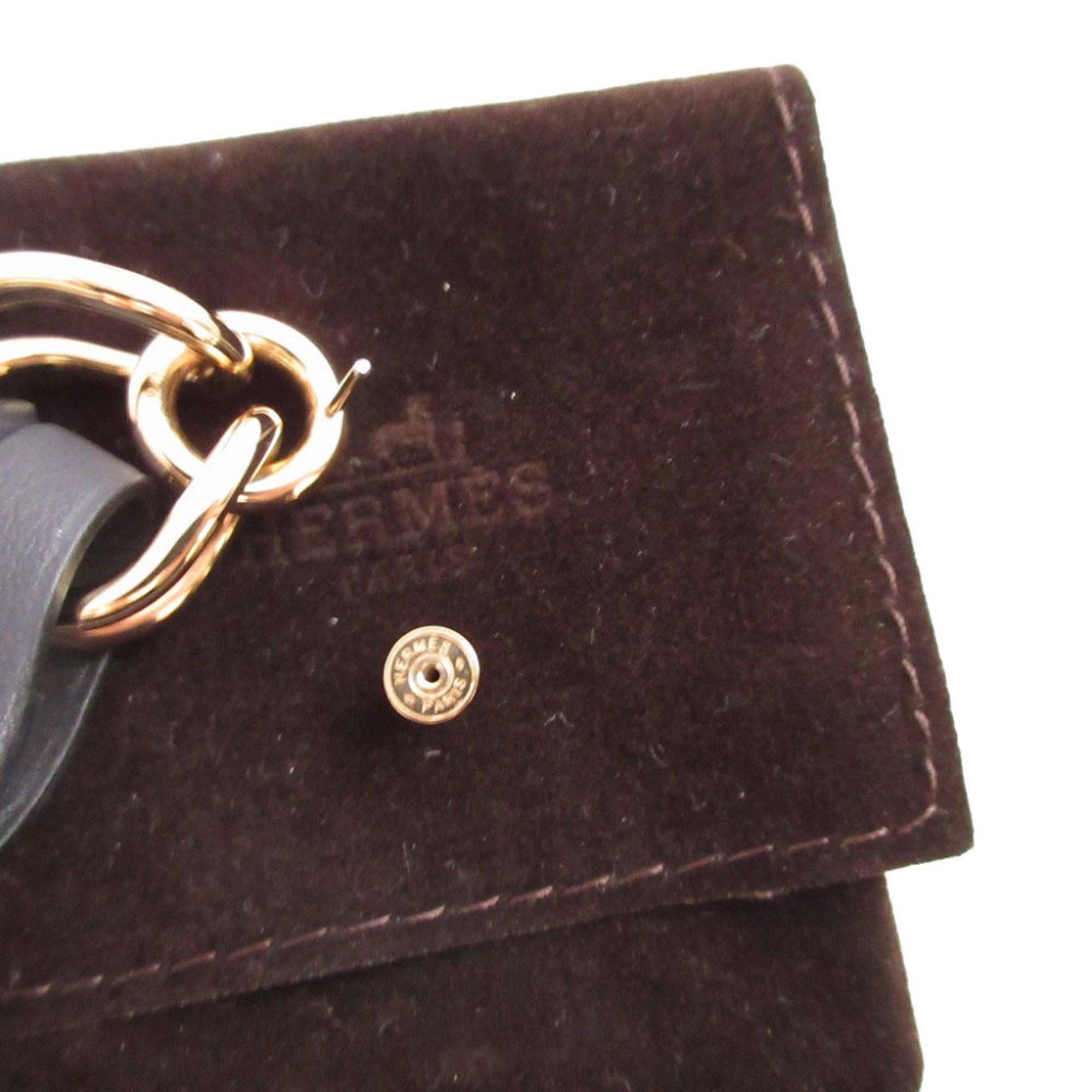 Like New Hermes Villevolte GM Leather Blue Indigo Earrings 0212HERMES — Like New