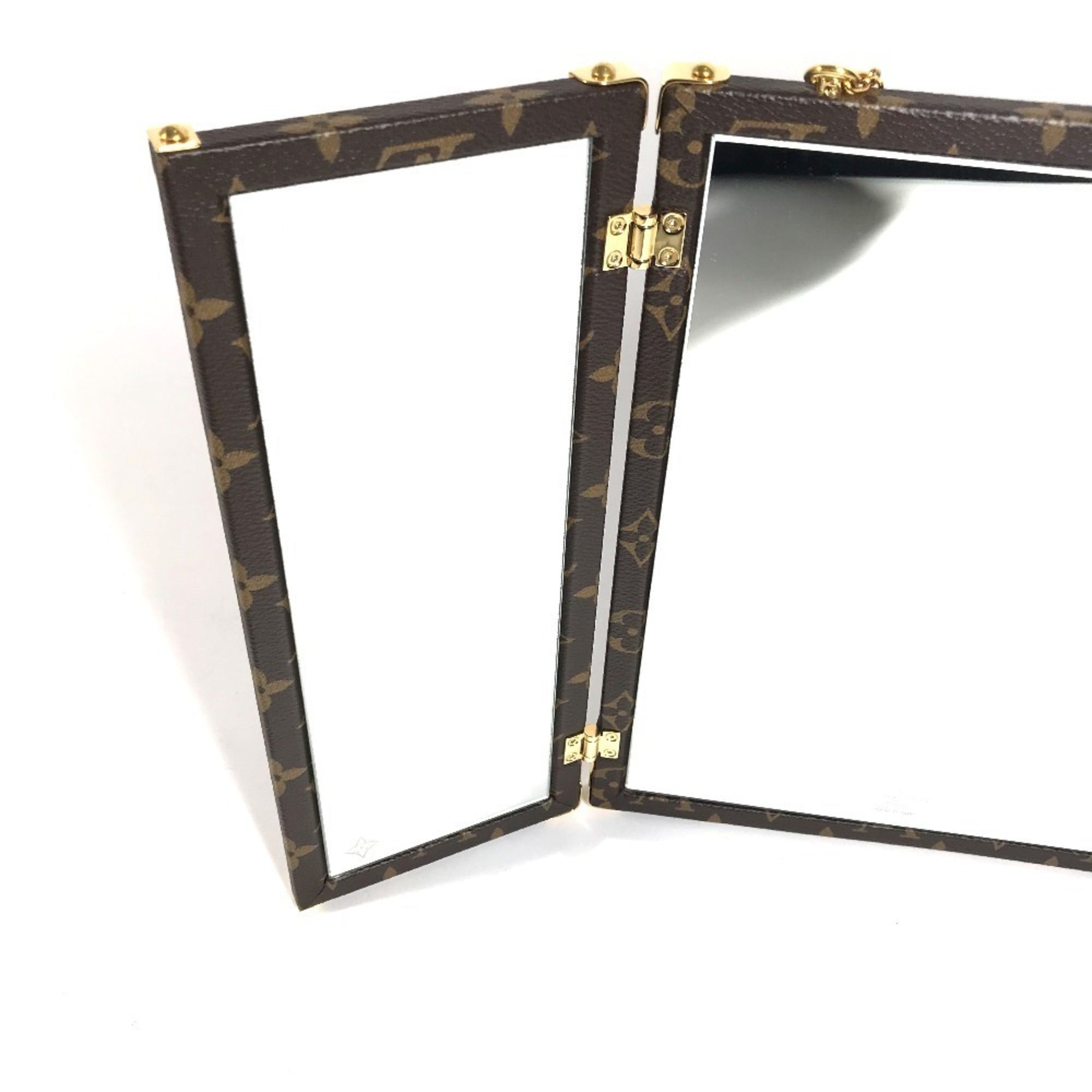 LOUIS VUITTON GI0554 Monogram Home Mirror Trunk Interior Tri-fold Canvas Men's Women's Brown — Like New