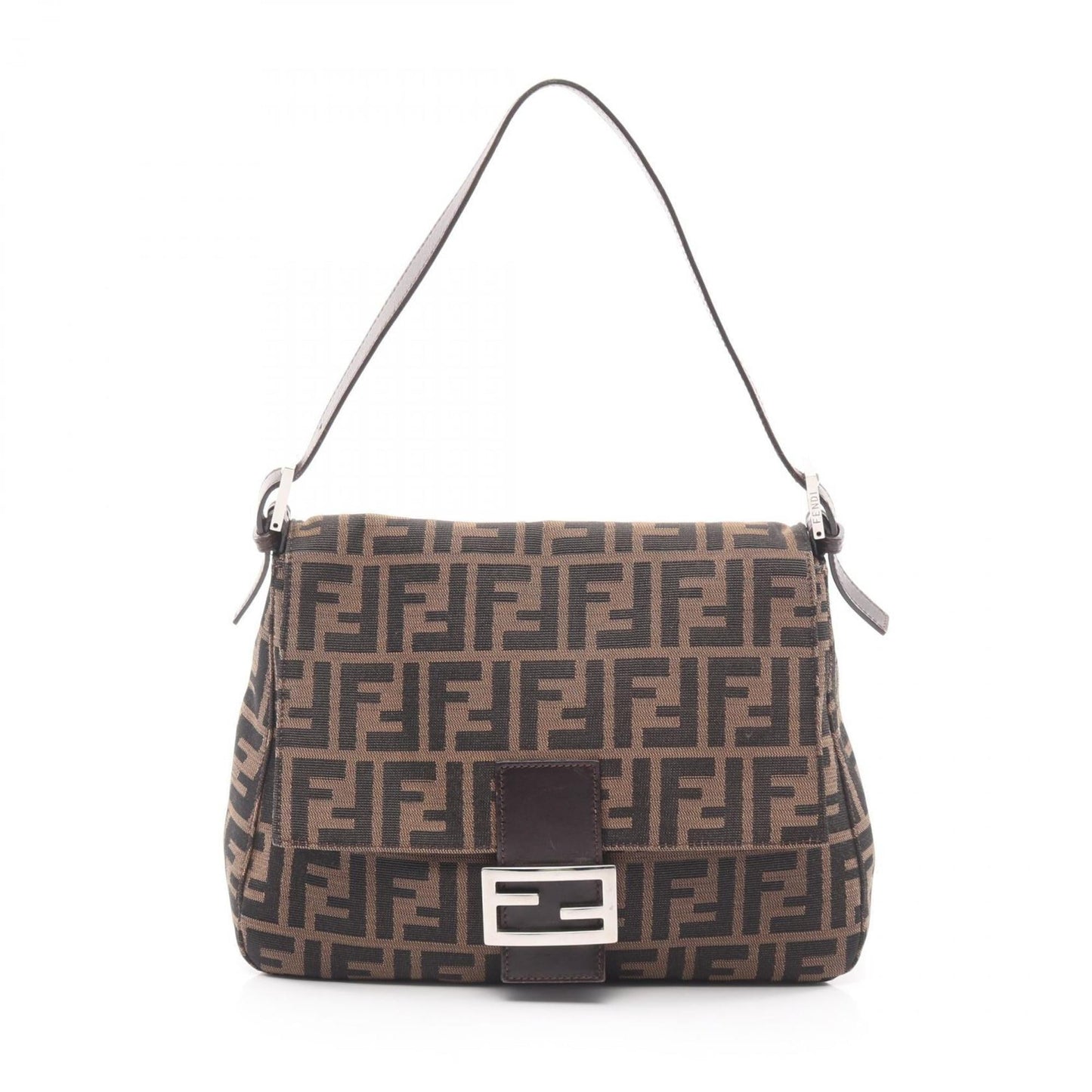 Fendi Mamma Bucket Shoulder Bag, Canvas and Leather, Women's, Brown Black
