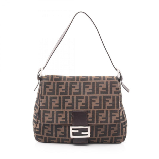 Fendi Mamma Bucket Shoulder Bag, Canvas and Leather, Women's, Brown Black