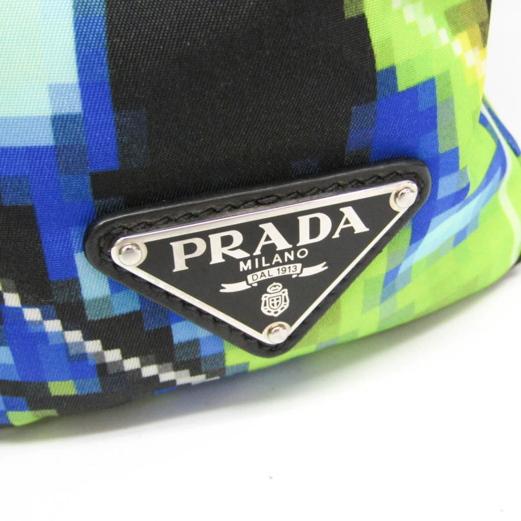 Prada Tessuto 2VG019 Men,Women Nylon,Leather Shoulder Bag,Tote Bag Black,Light Green