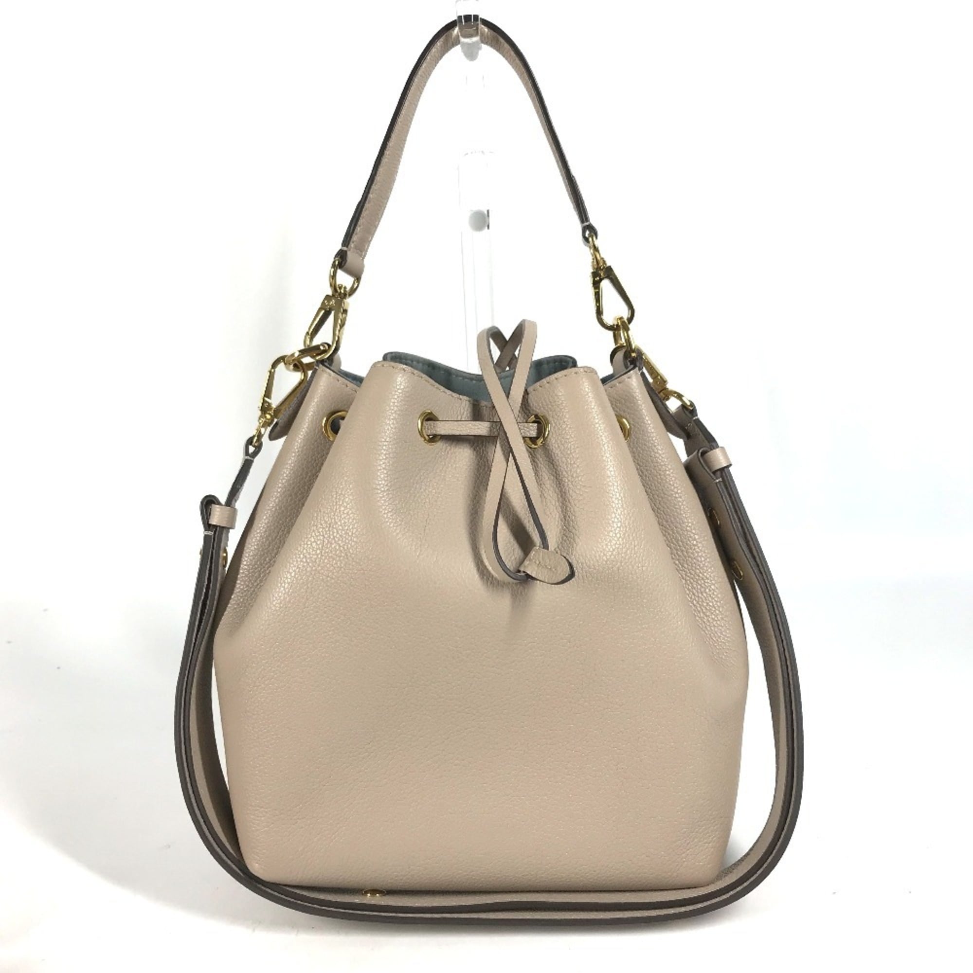 LOUIS VUITTON M57688 Lockme Bucket NV Handbag, 2-Way Drawstring Shoulder Bag, Leather, Women's, Sand Beige — Like New