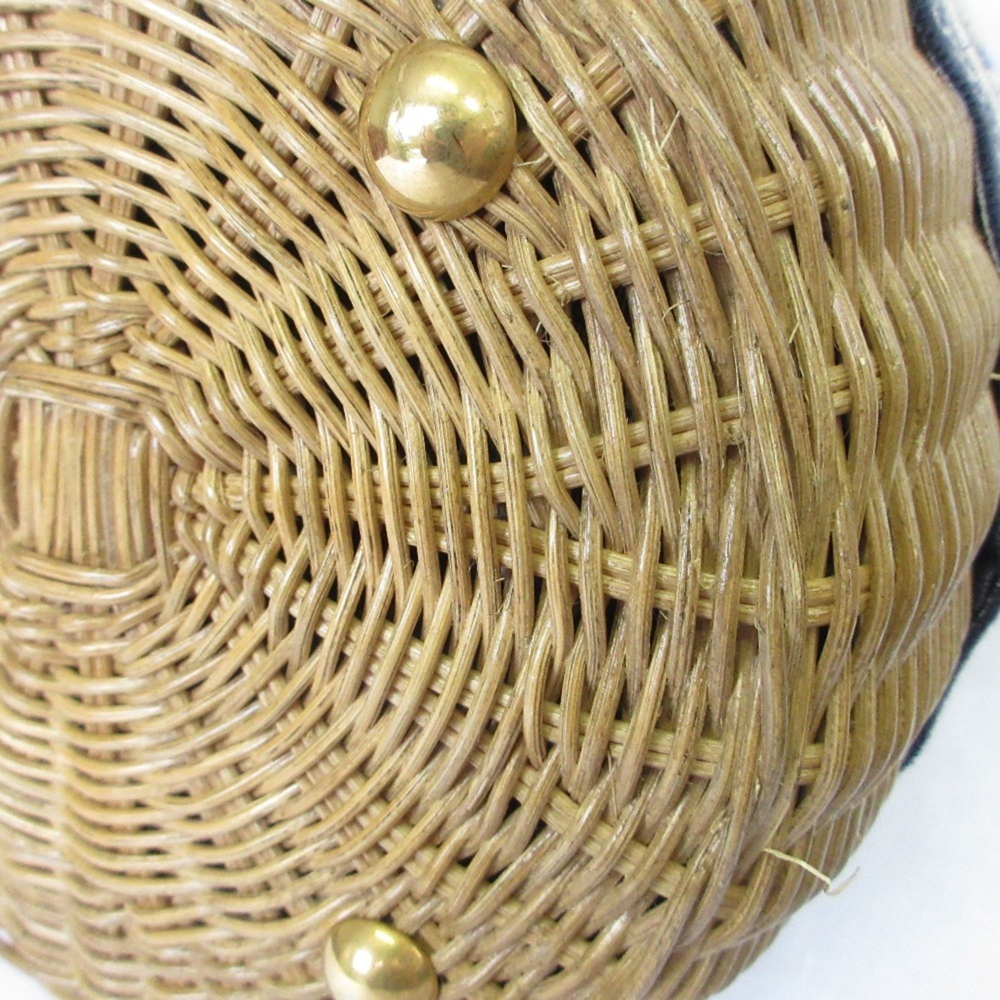 Christian Dior Oblique Wicker Shoulder Bag 63-MA-1200 Navy/Natural Women's — Like New