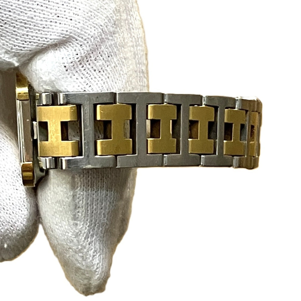 Hermes Croisière watch, total weight 37.7g, stainless steel, quartz movement, gold dial, CR1.240 battery — Good