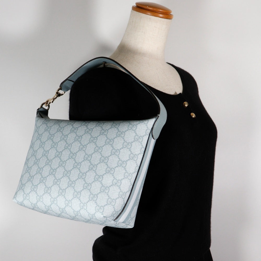Gucci Ophidia Super Mini Shoulder Bag 795170 FAD09 8741 in GG Supreme Canvas, Dusty Blue. Women's. S173025653 — Like New