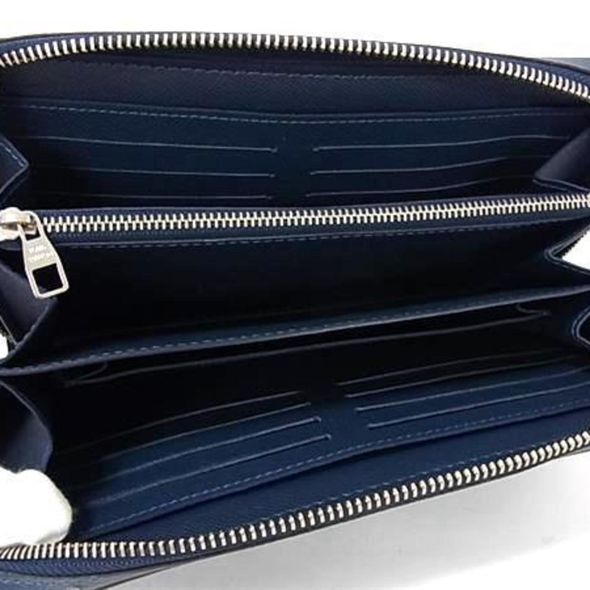 LOUIS VUITTON Zippy XL Wallet M44276 Blue Marine (Navy) Taiga Men's Round Long
