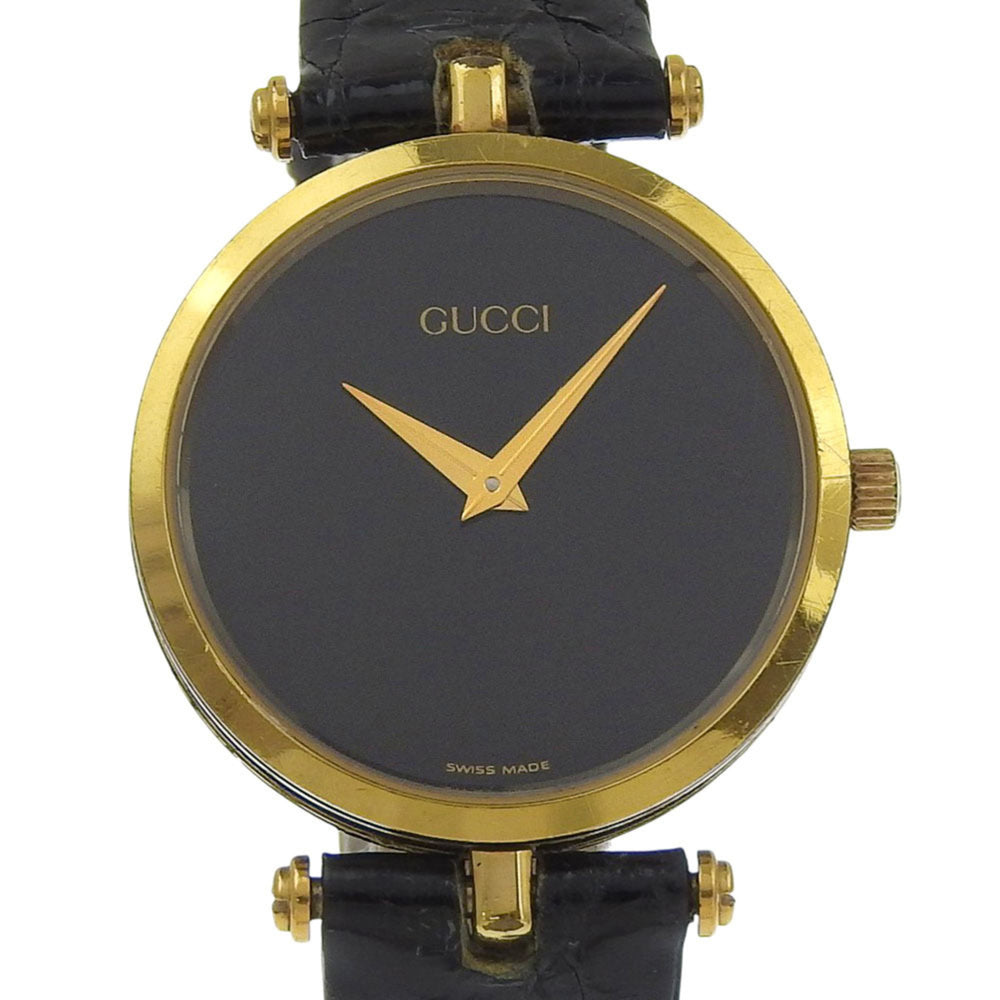 Gucci Sherry Line Watch, Gold Plated, Quartz, Analog, Black Dial, Men's — Good