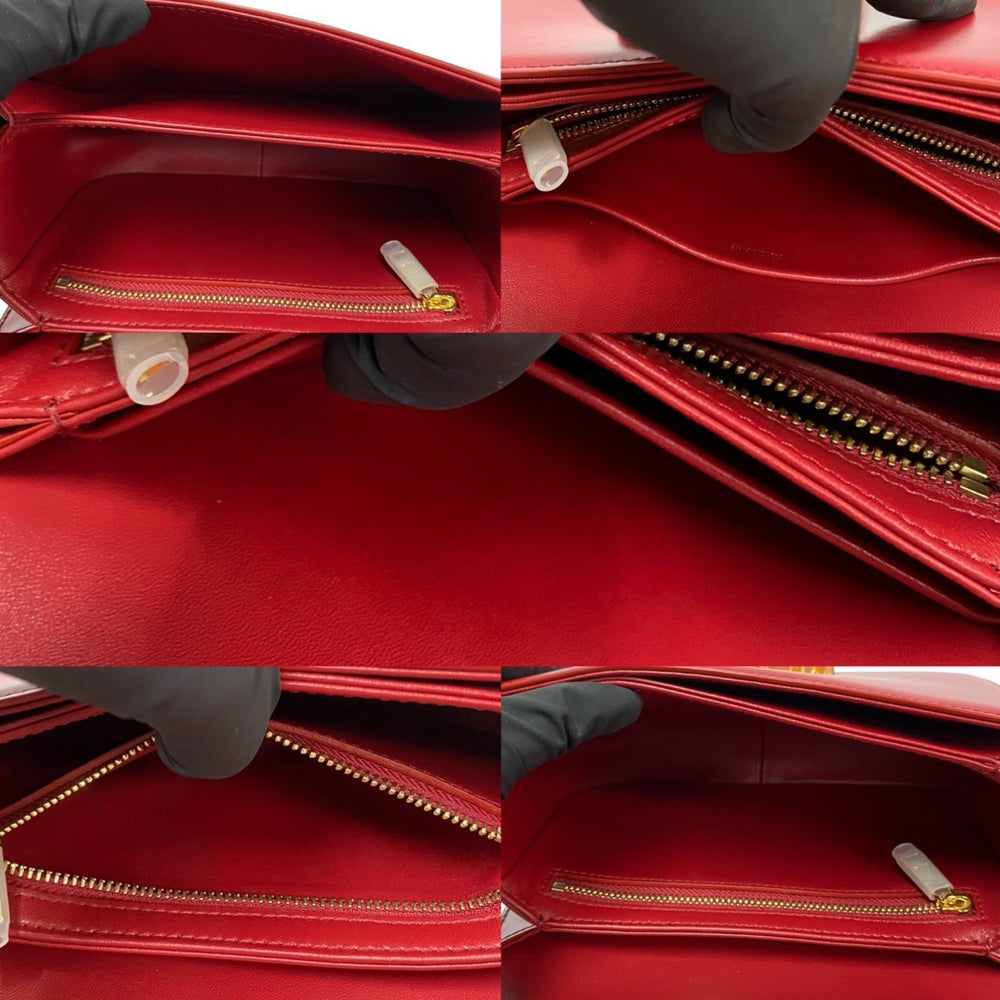 Unused, stored Celine Teen Triomphe logo hardware leather mini shoulder bag/pouch in red (23190) — Like New