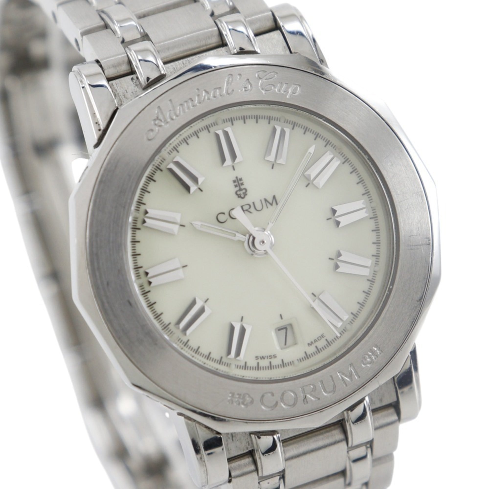 Corum Admiral's Cup Watch, 39.130.20.V585, Stainless Steel, Quartz Movement, Analog Display, Ivory Dial, Women's — Good