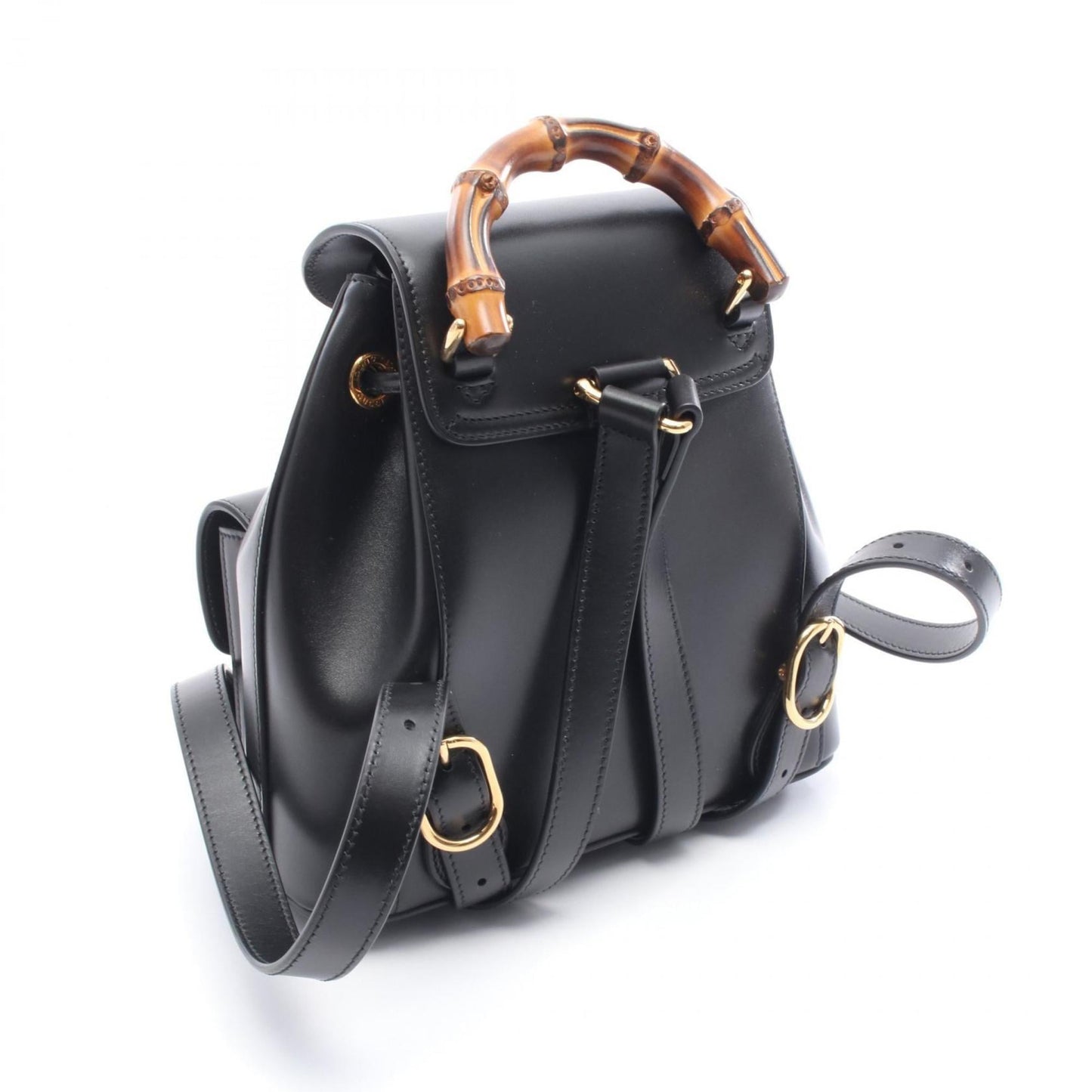Gucci Bamboo Backpack, Leather, Women's, Black, 702101