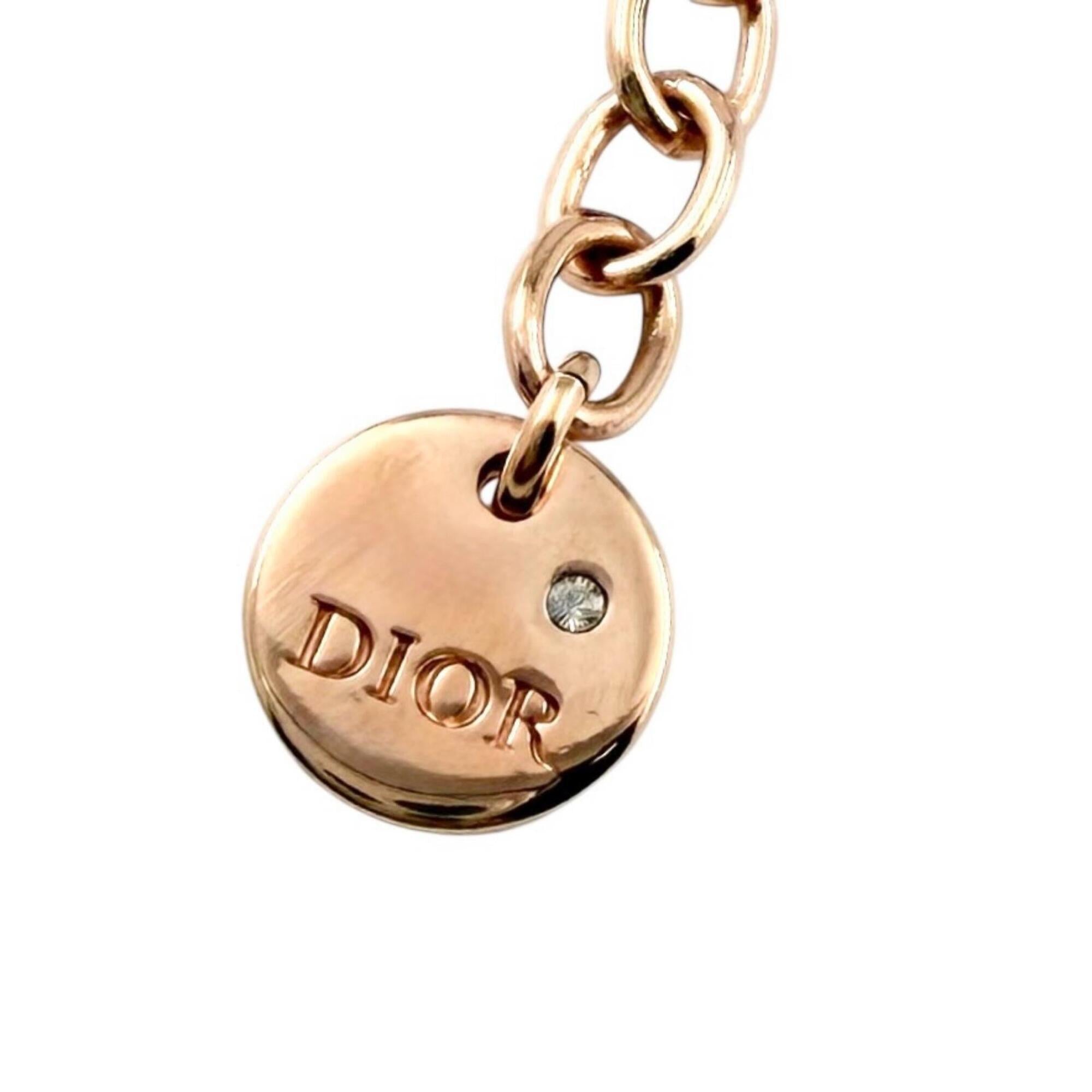 Christian Dior DIOR N1390PTCPL Petit CD 1P Diamond Resin Pearl Necklace Rose Gold with Box and Dust Bag for Women — Like New