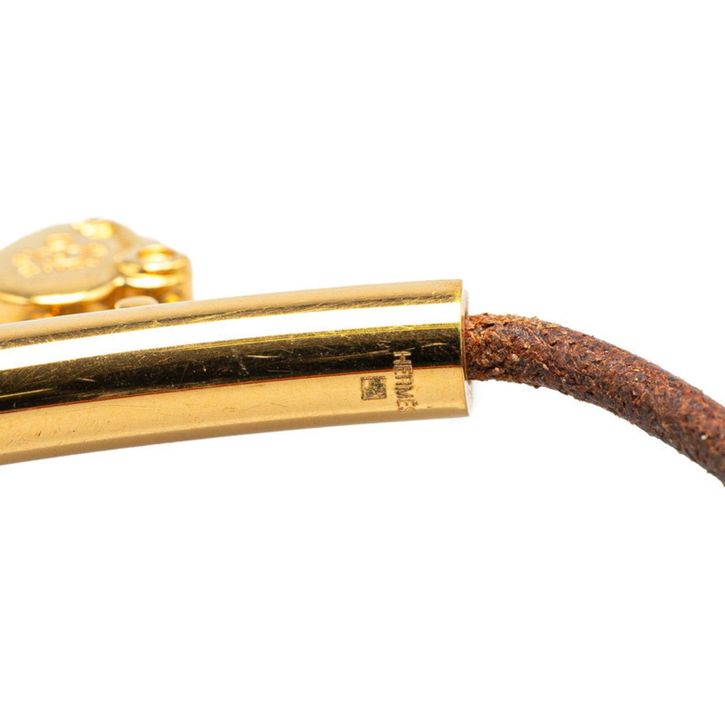 Hermes Hermès Heart Cadena Motif Bracelet in Brown Gold Plated Leather for Women