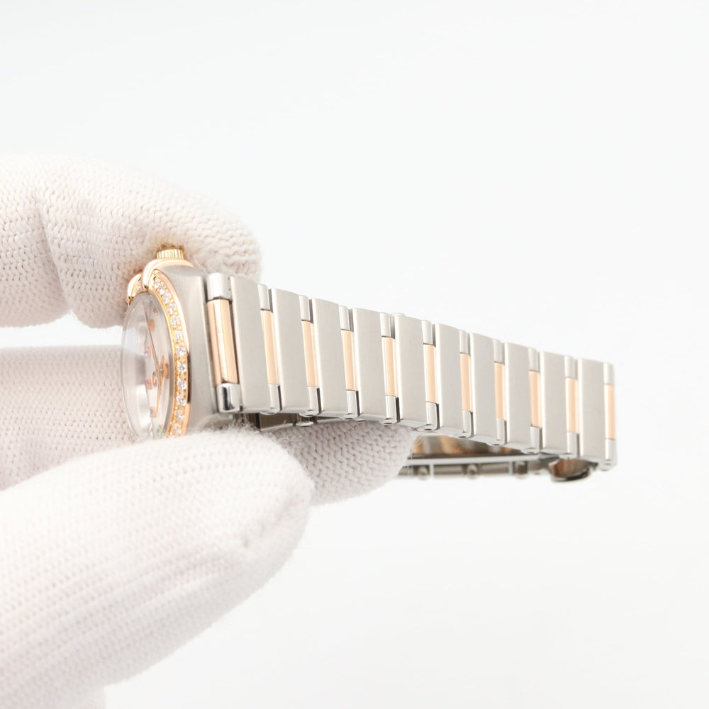 Omega Constellation Mini Iris Diamond Bezel Watch, 18K Pink Gold (PG) Stainless Steel, Diamond, Ladies', White/White Mother-of-Pearl Case, 1360.79 — Very Good