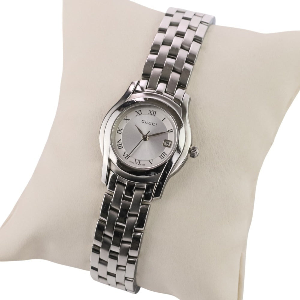 GUCCI Quartz Watch 5500L Silver Sunray Dial Stainless Steel Women's — Like New