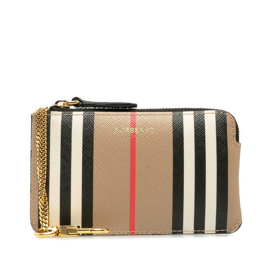 Burberry Check Coin Case Beige Multicolor PVC Leather Women's BURBERRY