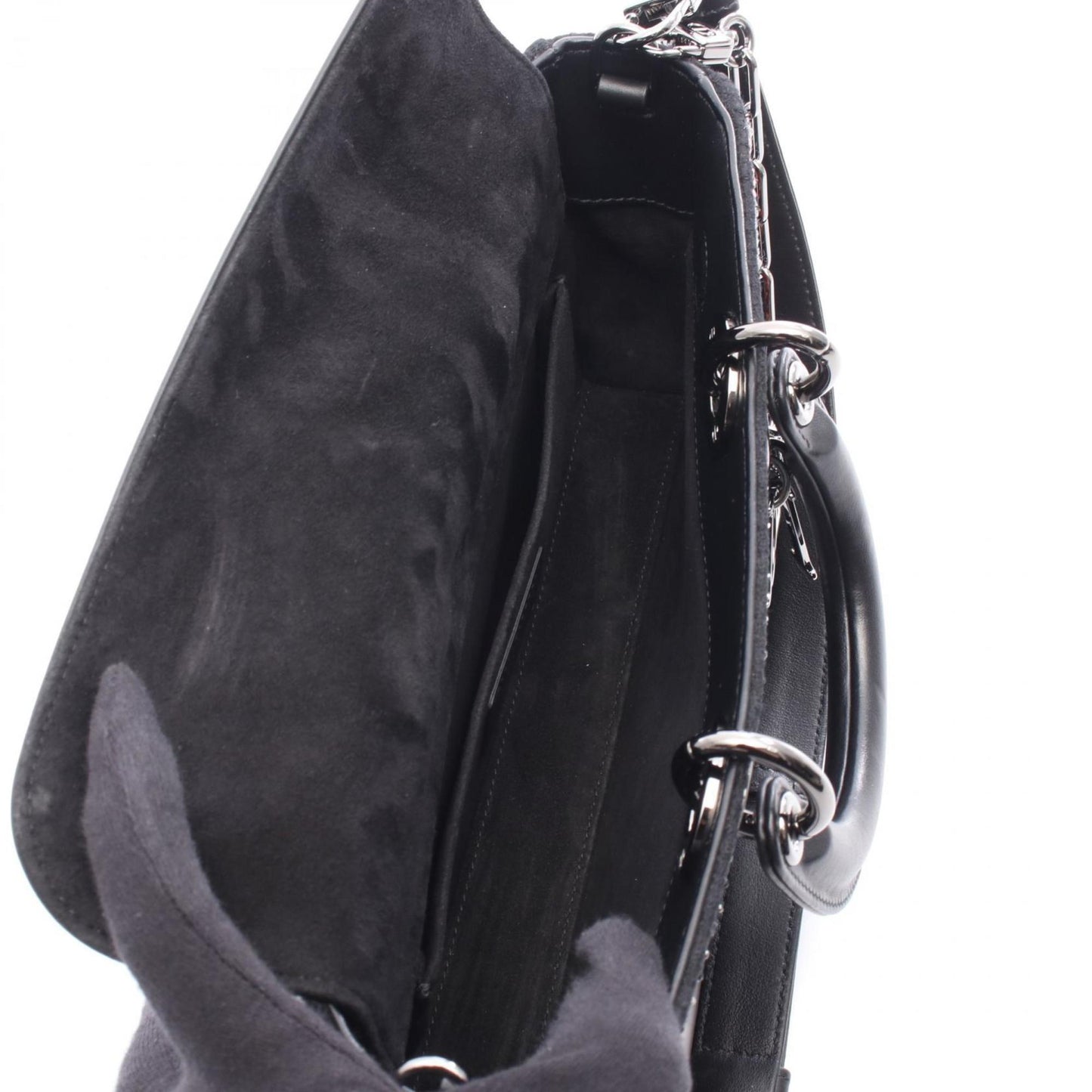 Christian Dior Dior Lady D-Joy Medium Handbag, Leather and Felt, Women's, Black, Multicolor