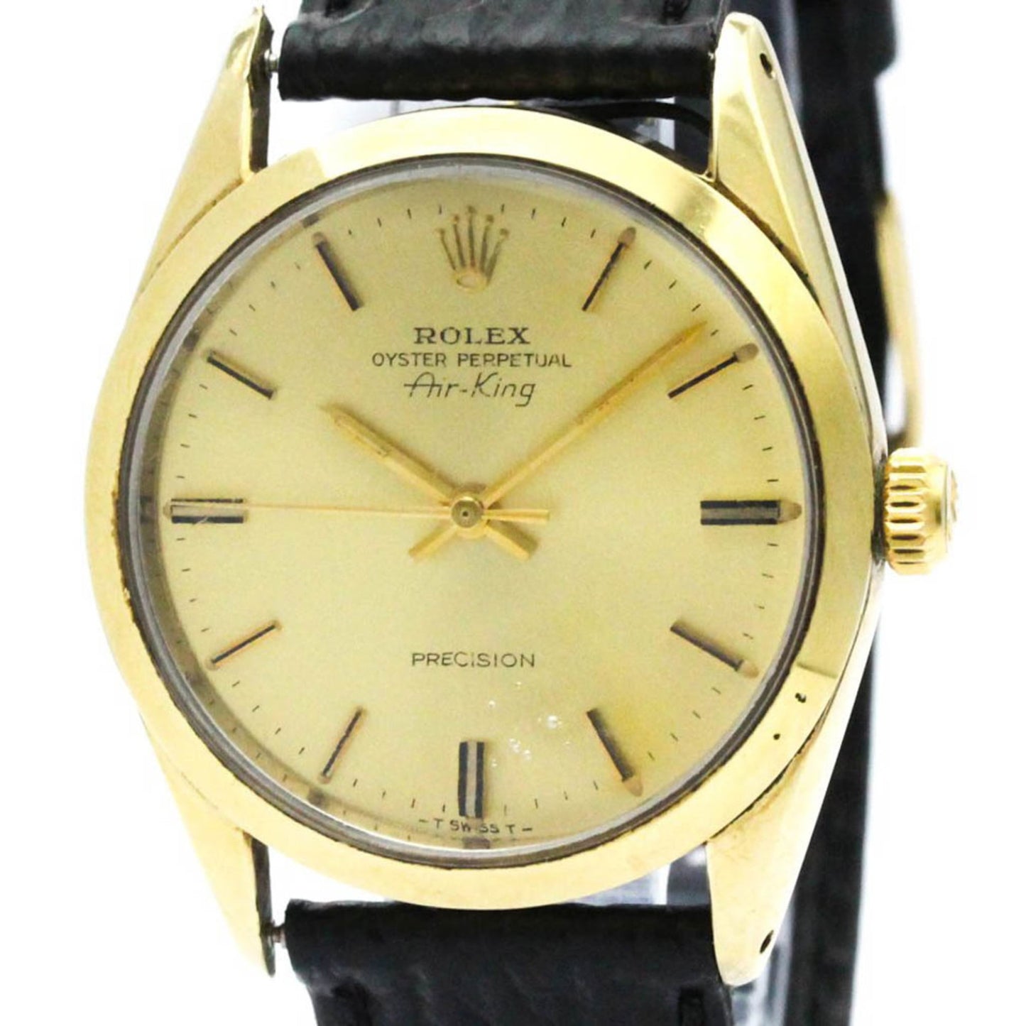 Vintage ROLEX Air King 5520 Gold Plated Leather Automatic Mens Watch BF571664