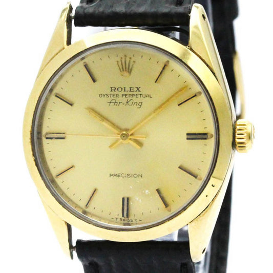 Vintage ROLEX Air King 5520 Gold Plated Leather Automatic Mens Watch BF571664