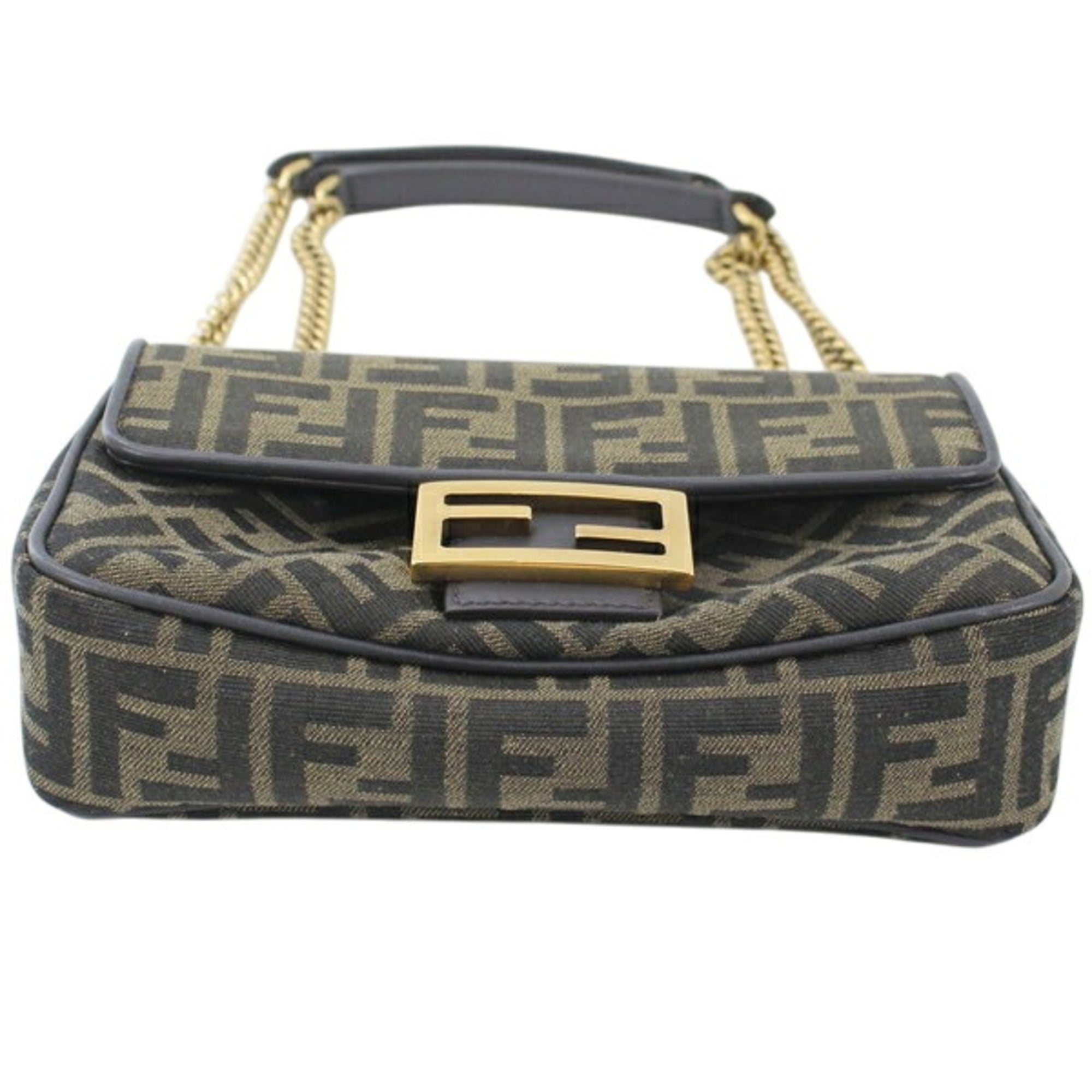 FENDI Zucca Baguette Chain Medium Shoulder Bag, Nylon Jacquard x Leather, Women's, 8BR793 AKBZ F1EM3 KM3158 — New - Store Return