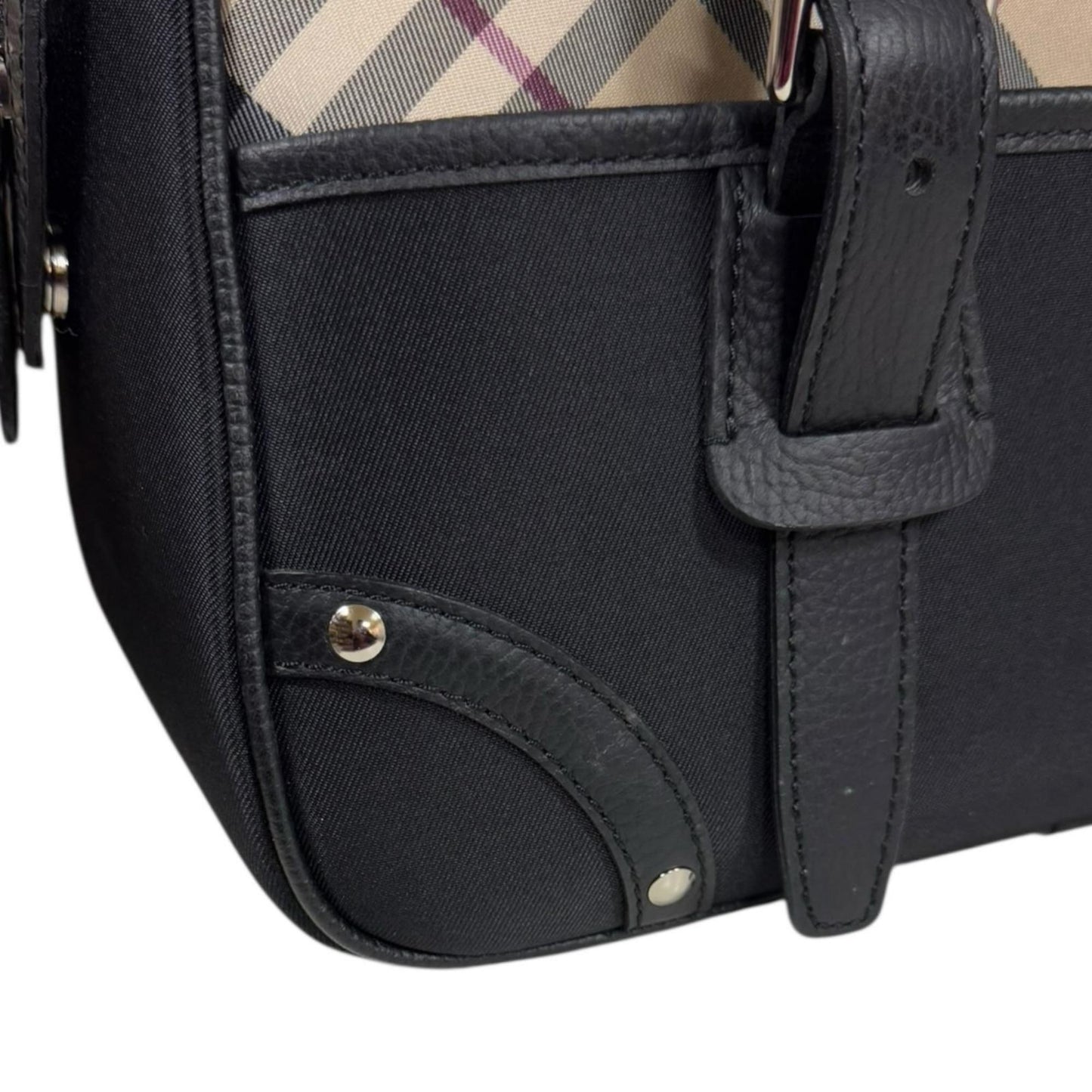 Burberry Nova Check Handbag Canvas Black Women's BURBERRY