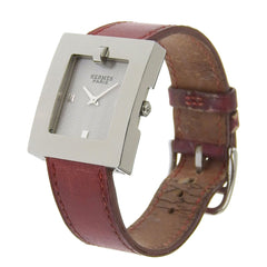Hermès BE1.210 Women's Stainless Steel and Leather Strap Watch with Quartz Movement, Analog Display, White Dial — Good