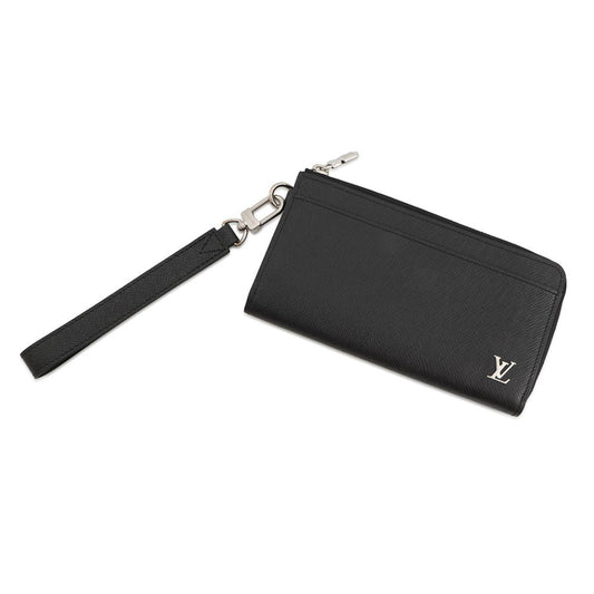 Louis Vuitton Taiga Zippy Dragonne Long Wallet M69409 L-Shaped Black Men's