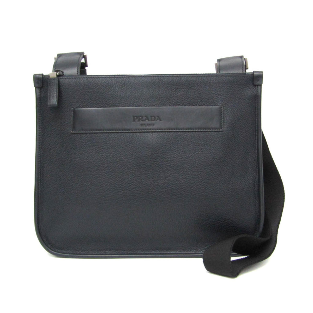 Prada 2VH047 Men's Leather Messenger Bag,Shoulder Bag Black,Dark Navy — Like New