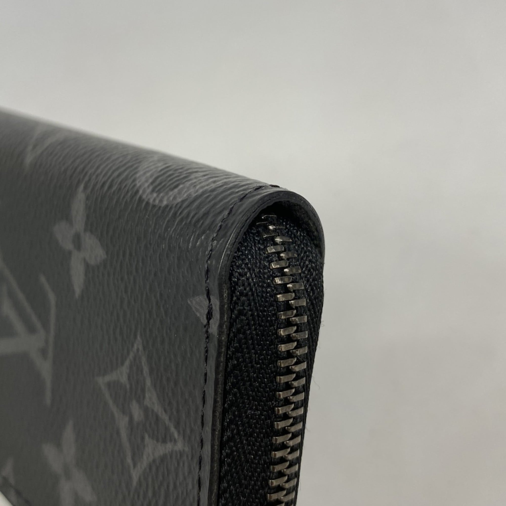 Louis Vuitton Monogram Eclipse Zippy Coin Purse Vertical M81662 Black/Grey Men's Wallet/Coin Case