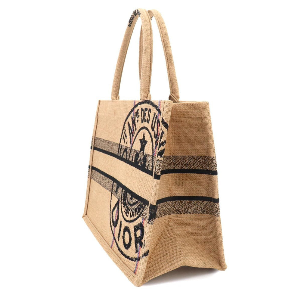 Christian Dior Book Tote Medium, Union Motif Handbag, Jute Canvas, Beige, M1296ZRUW — Like New